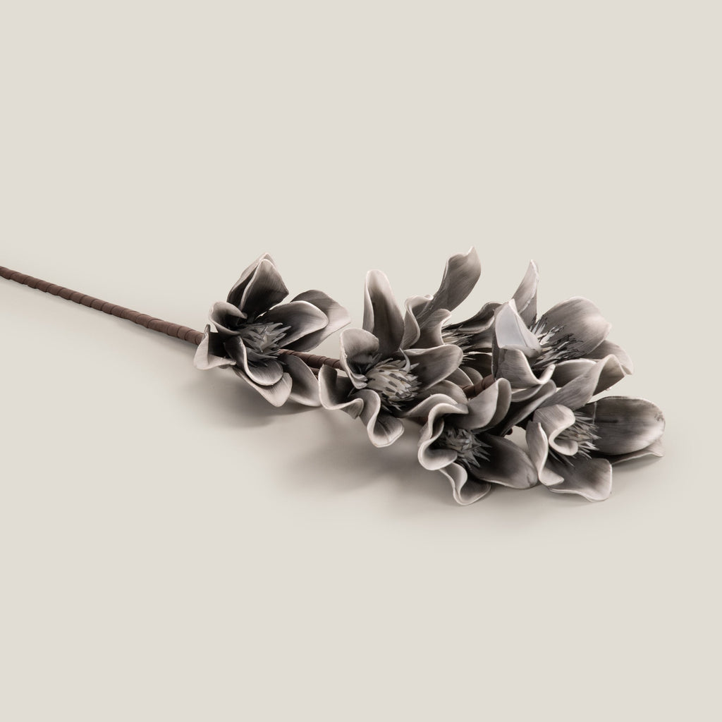 Grey Saucer Magnolia Branch Faux Flower