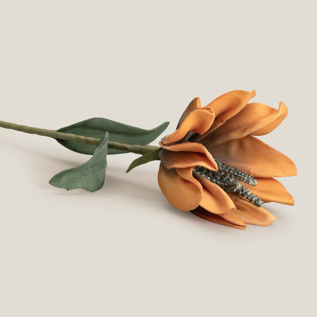 Orange & Grey Firefly Faux Flower