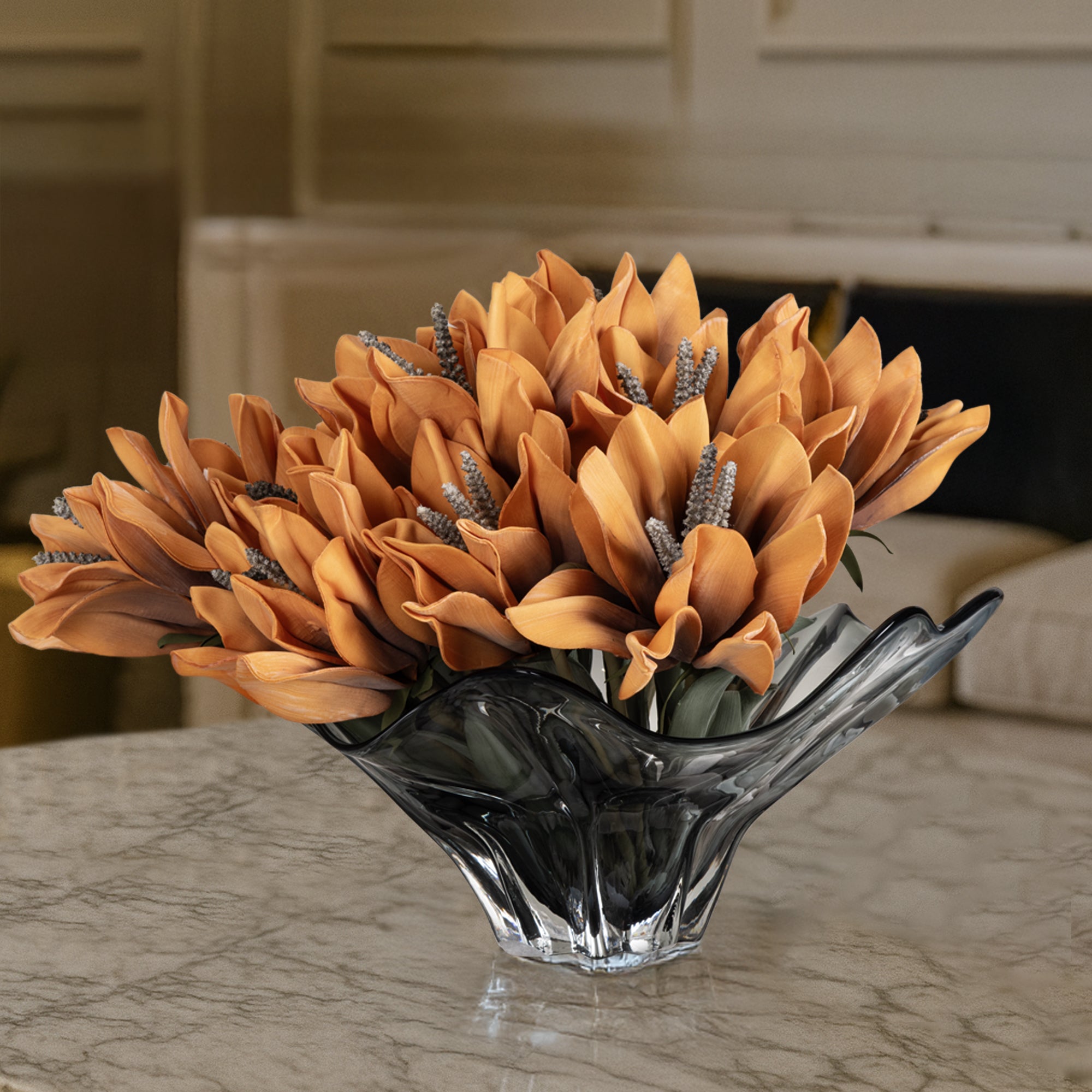 Orange & Grey Firefly Faux Flower